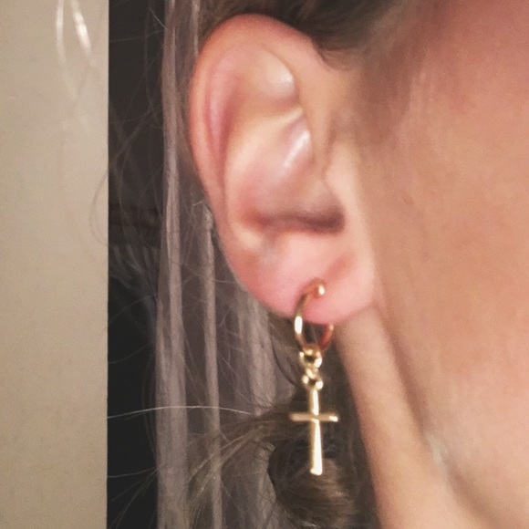 Urban Outfitters Jewelry - Gold cross earrings